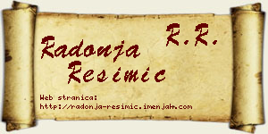 Radonja Resimić vizit kartica